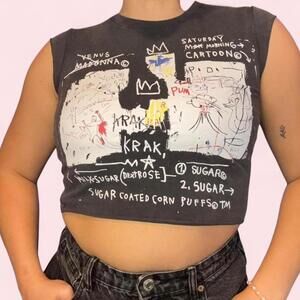 Bershka Women's Grey and Black Crop-top